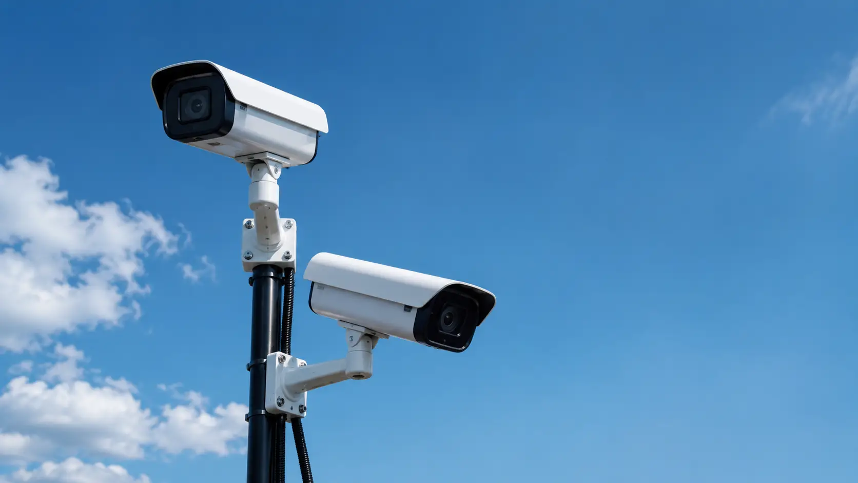 Outdoor CCTV security cameras installed for commercial surveillance